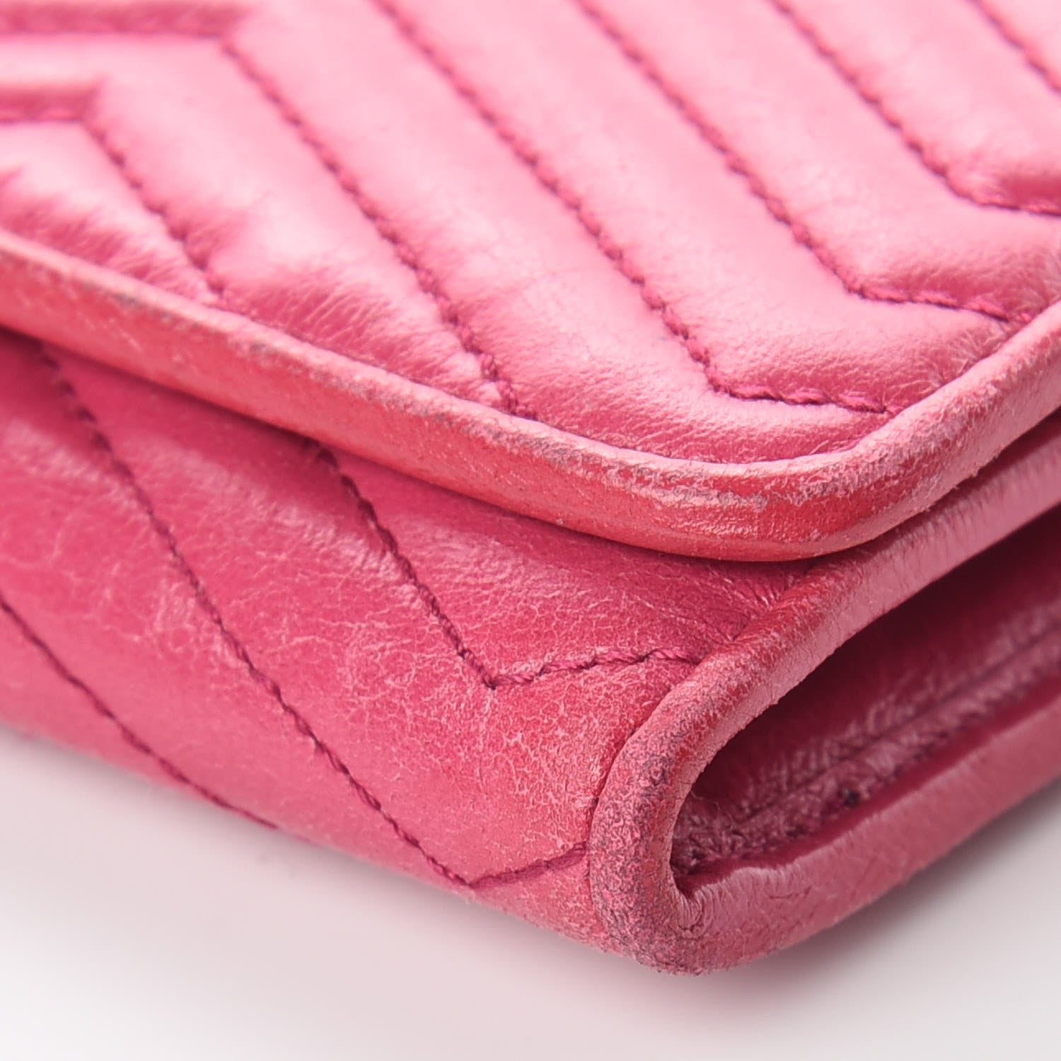 Prada Vitello Antic Soft Metal Chevron Wallet Pink 6 of 16