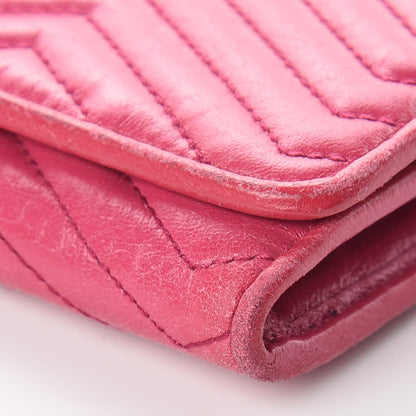 Prada Vitello Antic Soft Metal Chevron Wallet Pink 6 of 16