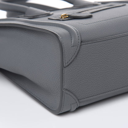 Celine Drummed Calfskin Nano Luggage Kohl 9 of 10