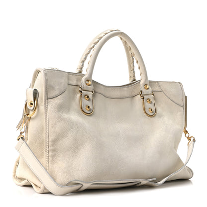 Balenciaga Chevre Gold Metallic Edge Hardware City White 3 of 10