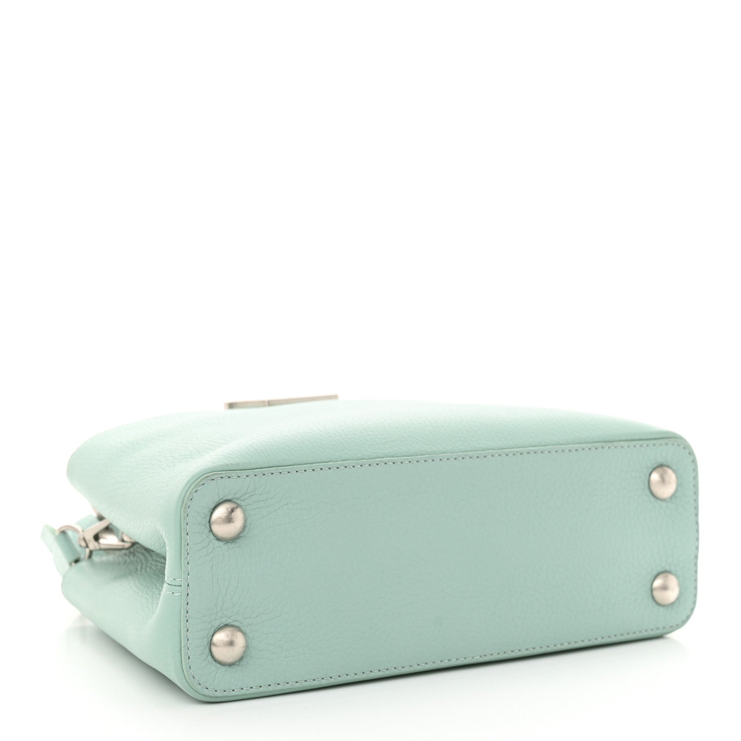 Louis Vuitton Taurillon Matte Brushed Metal Handle Capucines BB Light Blue 4 of 10