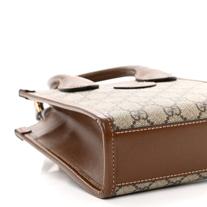 Gucci GG Supreme Monogram Azalea Calfskin Mini Retro Interlocking G Tote Bag Beige Ebony Brown Sugar 8 of 9