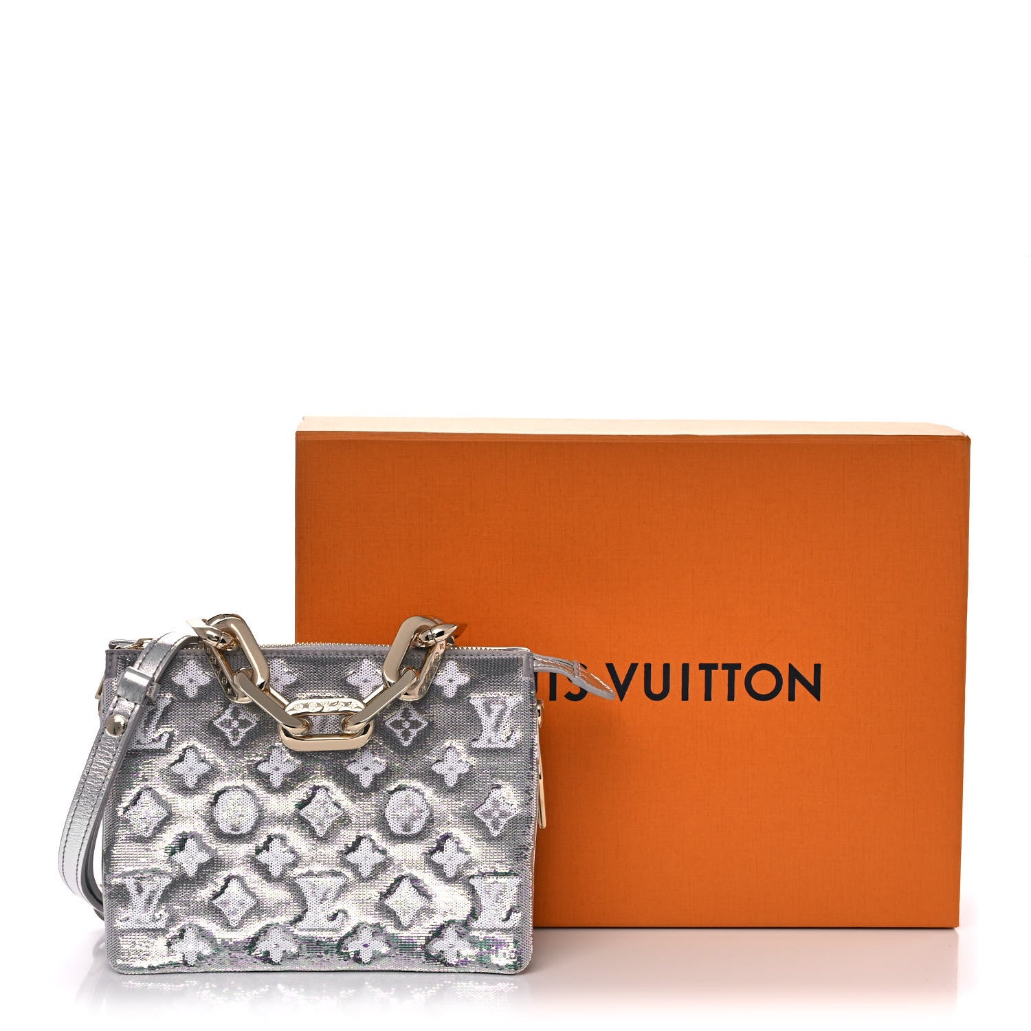 Louis Vuitton Satin Sequin Embroidered Monogram Coussin BB Silver 12 of 12