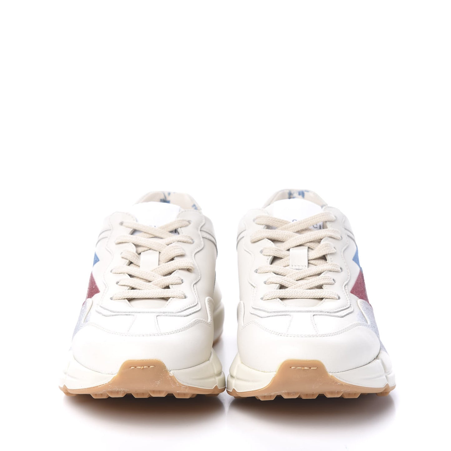 Calfskin Glitter Web Print Womens Rhyton Sneakers 35.5 Mystic White
