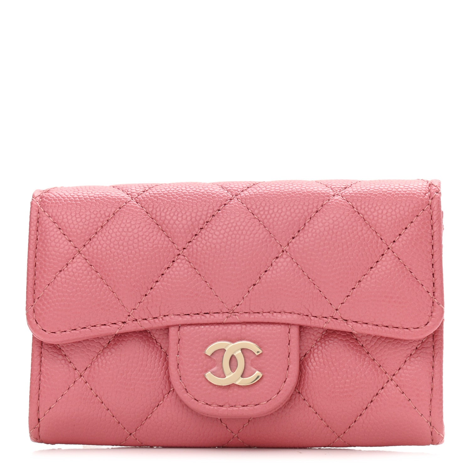 Chanel Caviar Quilted Flap Card Holder Wallet Pink 1 of 9
