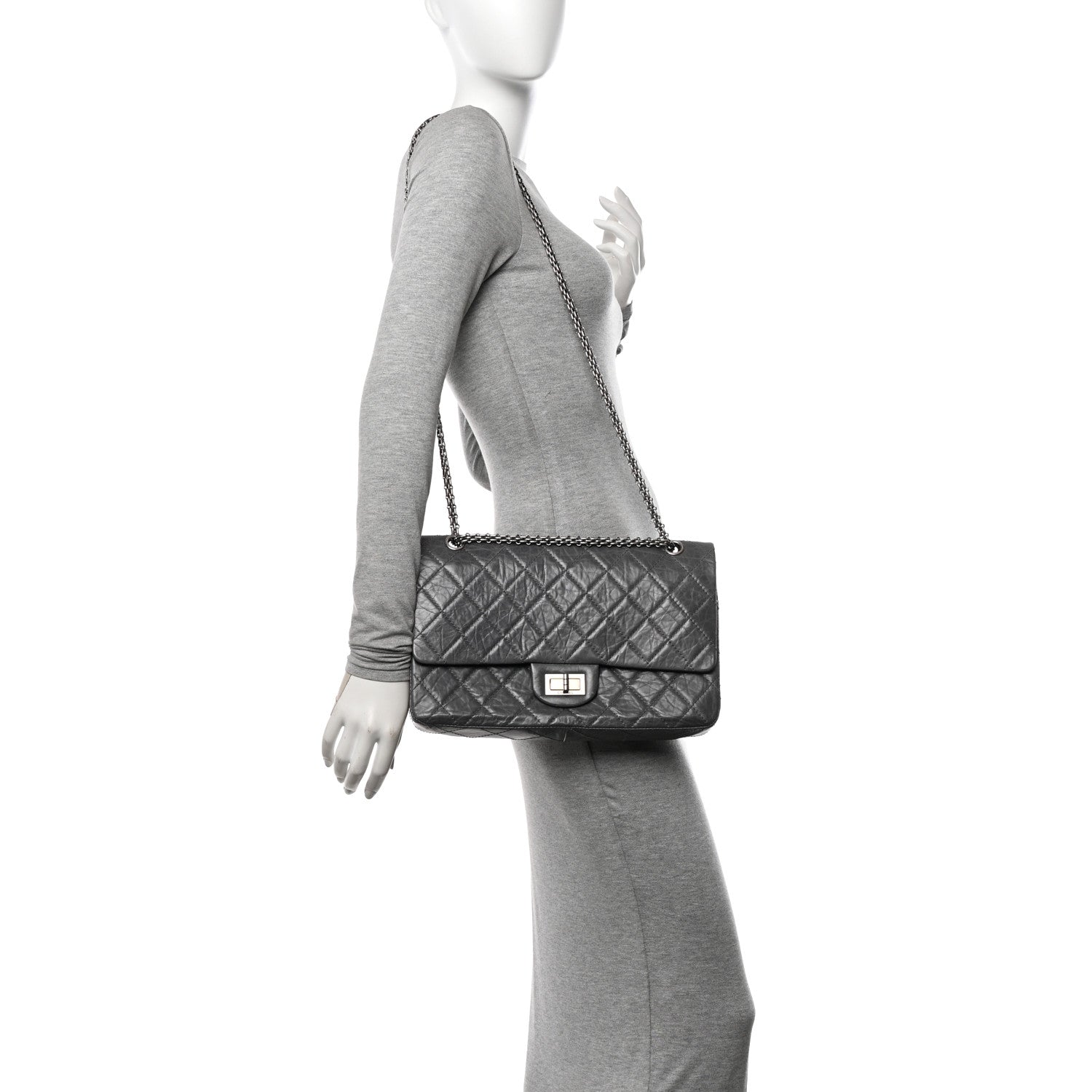 Chanel Aged Calfskin Quilted 50th Anniversary 2.55 Reissue 227 Flap Grey 2 of 17
