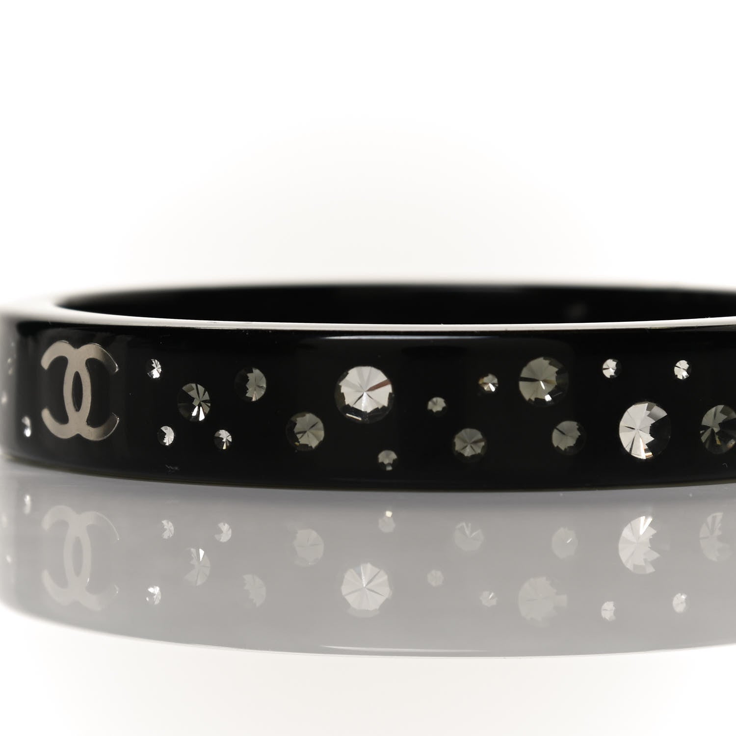 Chanel Resin Crystal CC Bangle Black 3 of 4