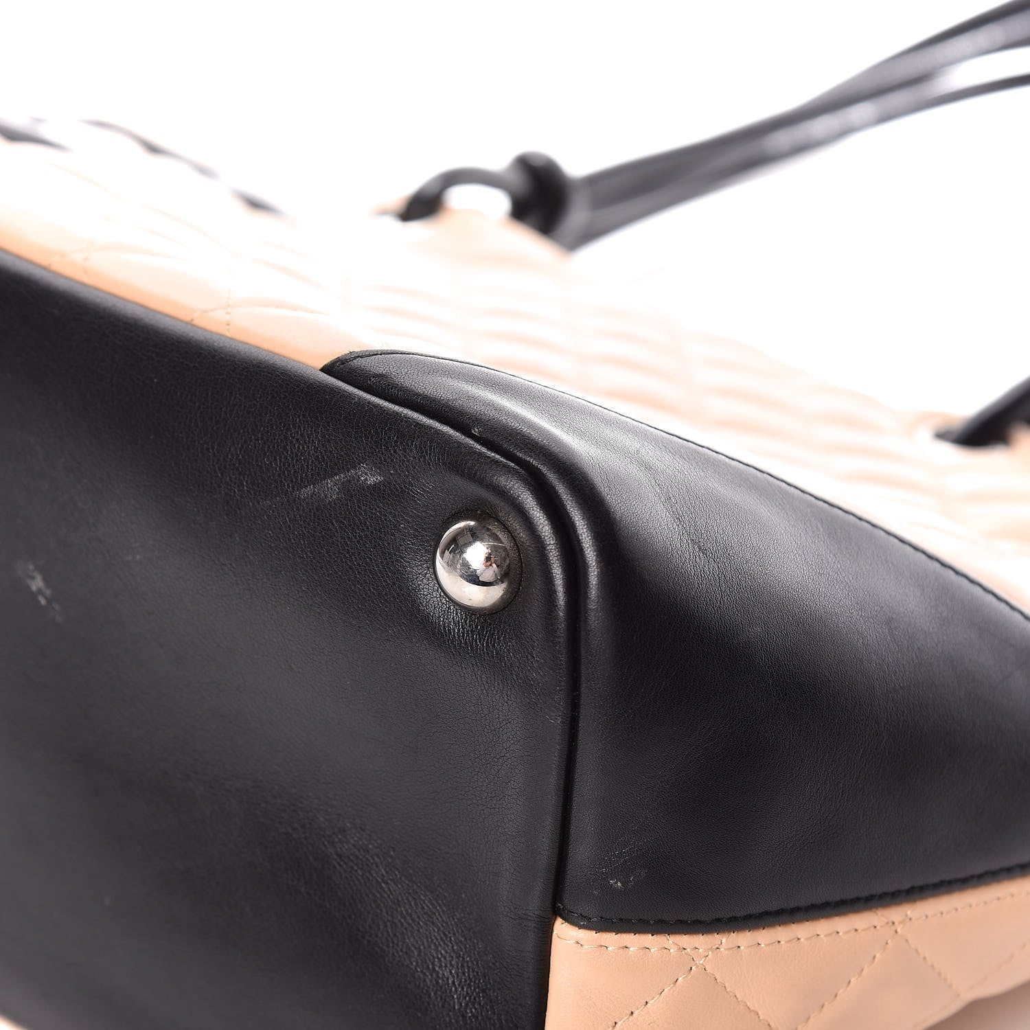 Chanel Calfskin Quilted Large Cambon Tote Beige Black 10 of 17