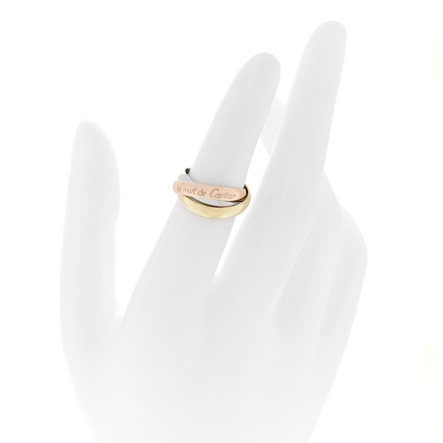 18K Pink Yellow White Gold Classic Les Must De Cartier Trinity Ring 48 4.5