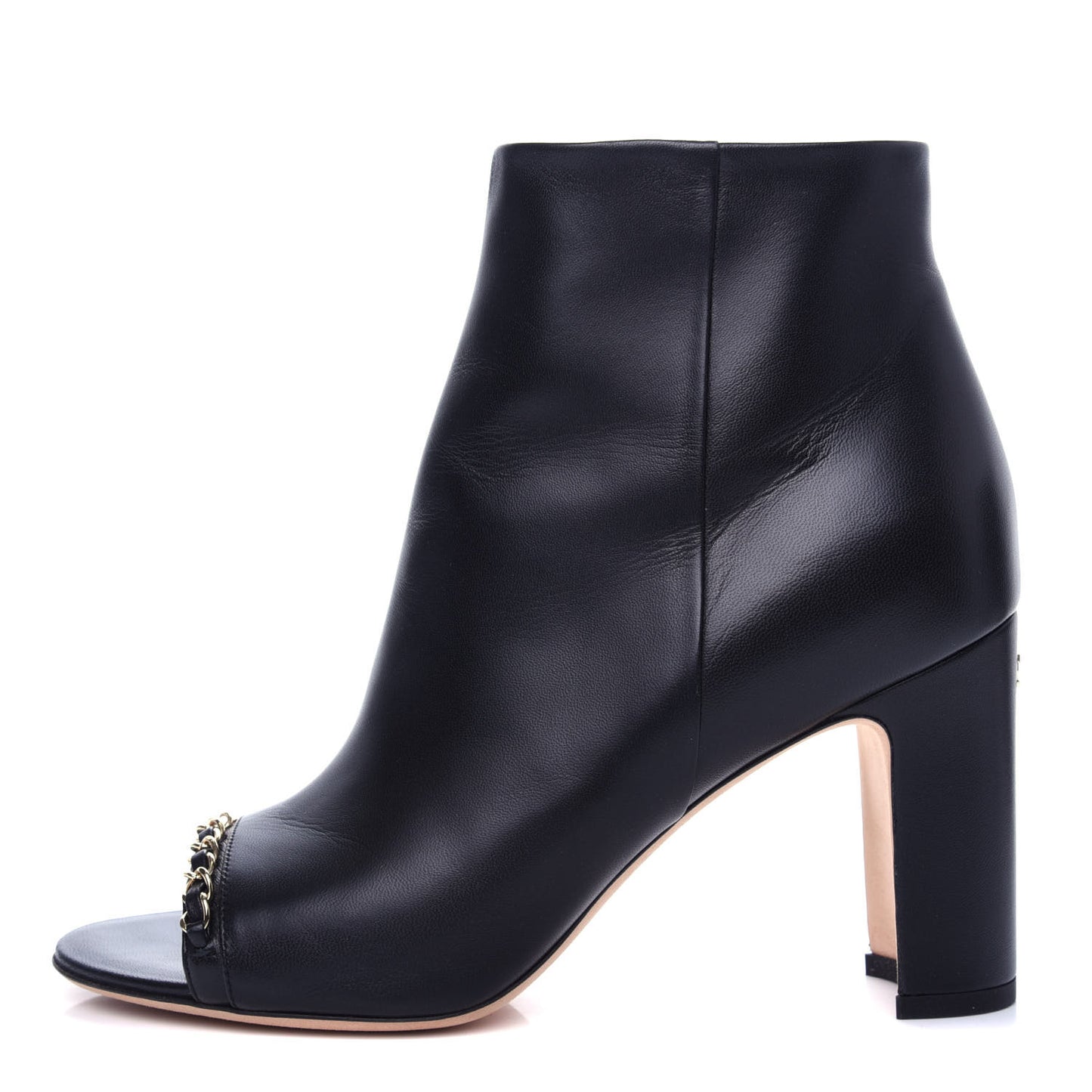 Lambskin CC Chain Short Boots 38 Black