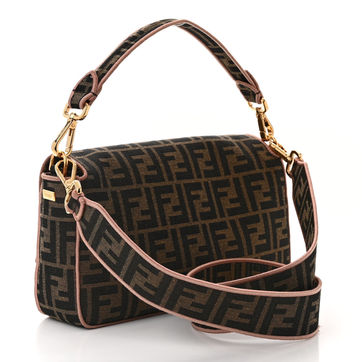 Fendi Fabric Jacquard FF 1974 Paisley Embroidered Baguette Tobacco Moro Rosa Quarzo Multicolor 3 of 10