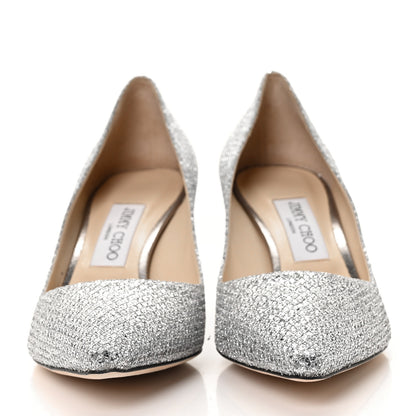 Jimmy Choo Glitter Pointy Toe Romy 60 Pumps 38.5 Silver 2 of 7