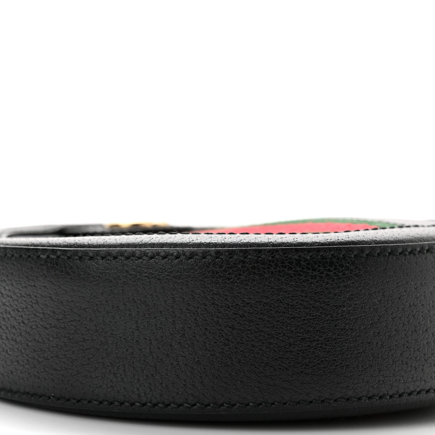 Grained Calfskin Web Mini Ophidia Round Shoulder Bag Black