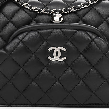 Chanel Lambskin Quilted Kiss Lock Flap Bag Black 8 of 13