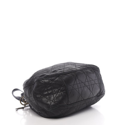 Christian Dior Lambskin Cannage Drawstring Bag Black 4 of 10