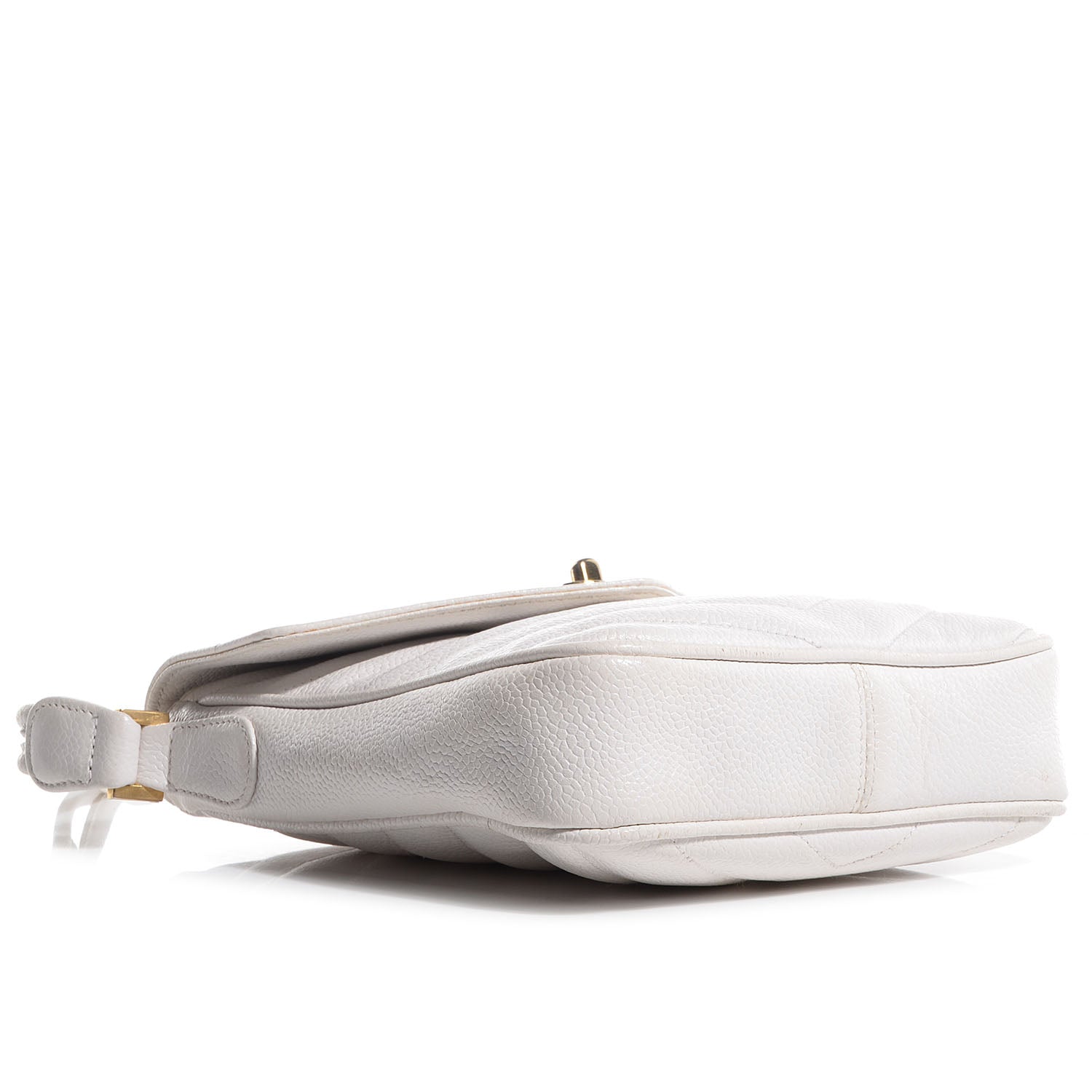 Chanel Caviar Chevron Shoulder Flap Bag White 4 of 9