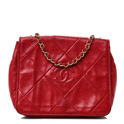 Chanel Lambskin Quilted CC Shoulder Bag Red 1 of 12