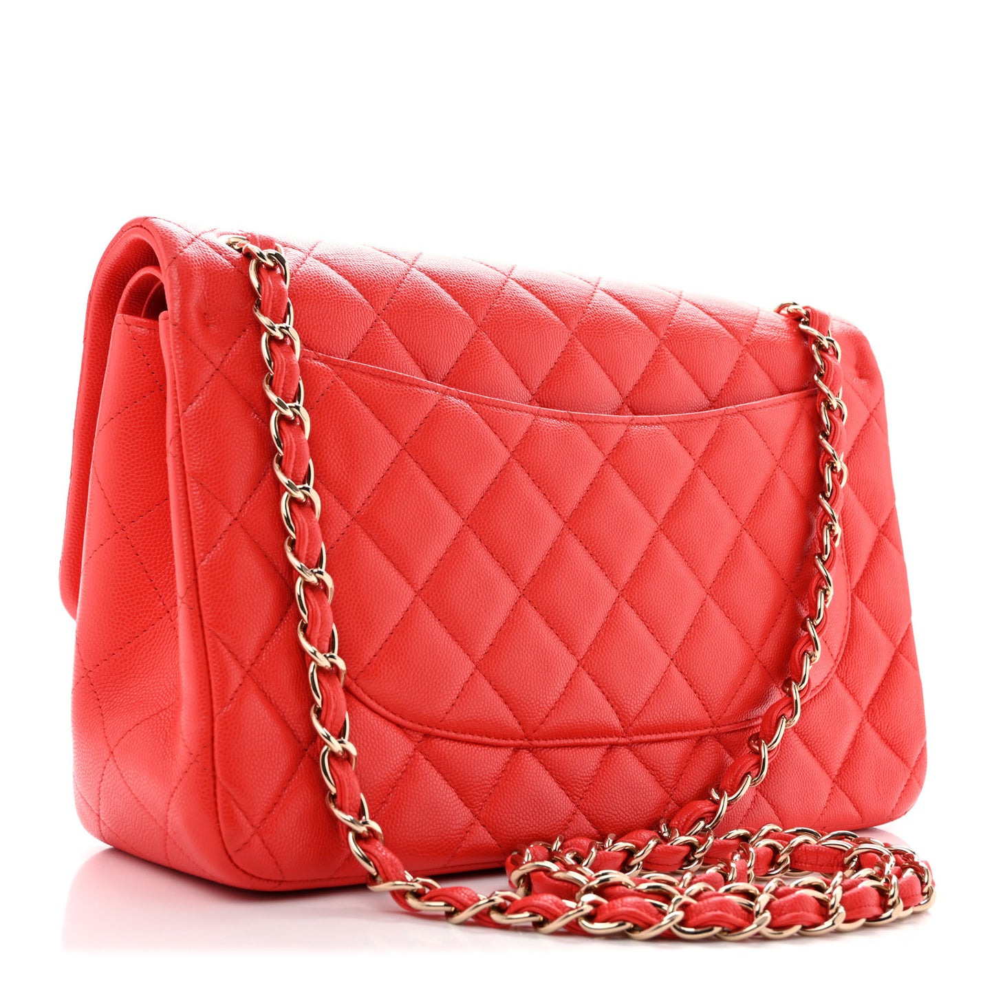 Caviar Quilted Jumbo Double Flap Red