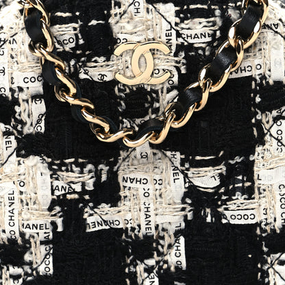 Chanel Tweed Quilted Round Clutch With Chain Black Ecru White 8 of 10