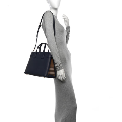 Burberry Derby Calfskin Vintage Check Medium Banner Tote Regency Blue 2 of 11