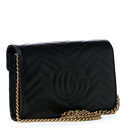 Gucci Calfskin Matelasse GG Marmont Chain Wallet Black 2 of 4