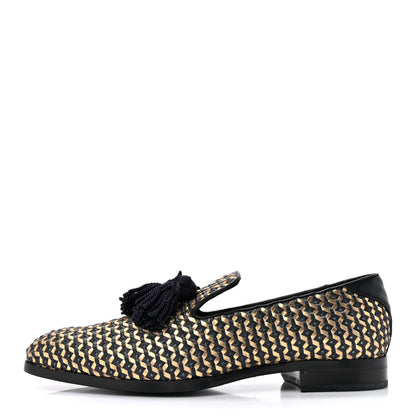 Jimmy Choo Nappa Womens Mens Foxley Tassel Loafers 44 Official Navy Gold 1 of 10