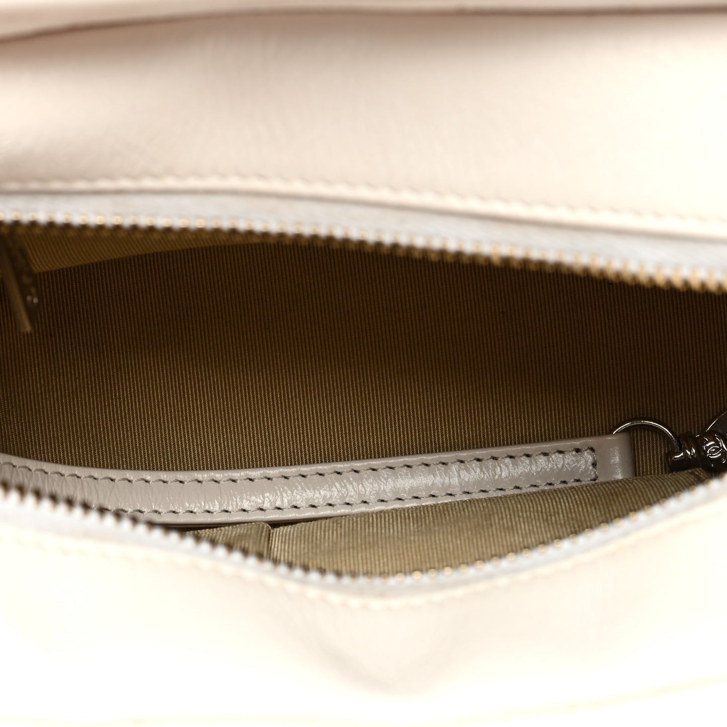 Aged Calfskin Chevron Quilted Small Gabrielle Hobo White