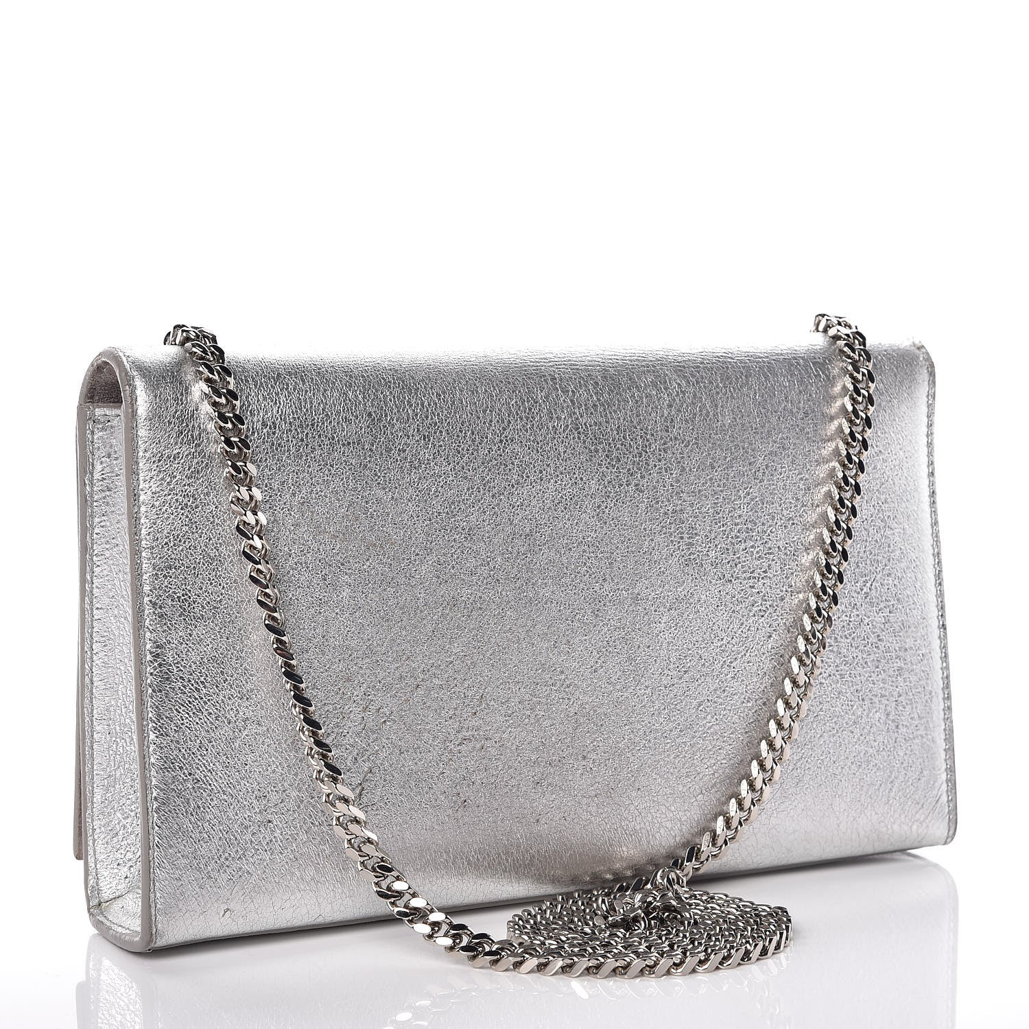 Saint Laurent Metallic Lambskin Medium Cloud Star Monogram Kate Satchel Argento 3 of 15