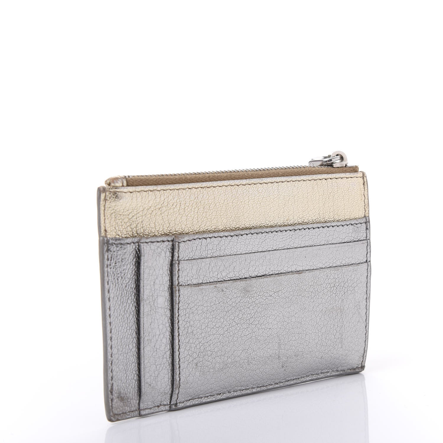 Miu Miu Metallic Madras Colour Zip Card Case Chrome Gold 3 of 10