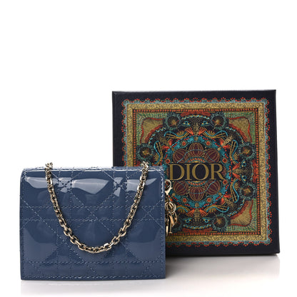 Christian Dior Patent Cannage Nano Lady Dior Chain Card Holder Cloud Blue 9 of 9