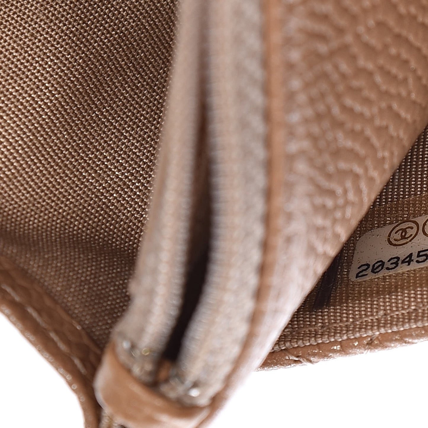 Pearly Caviar Quilted Wallet On Chain WOC Dark Beige