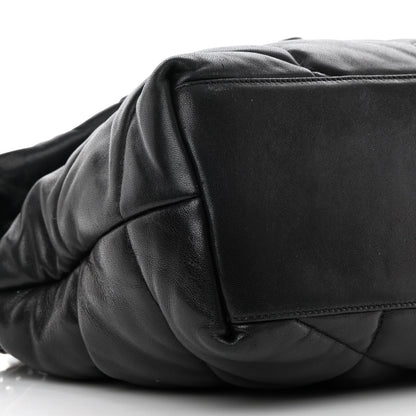 Saint Laurent Lambskin Quilted Medium Loulou Puffer Monogram Chain Satchel Black 9 of 15