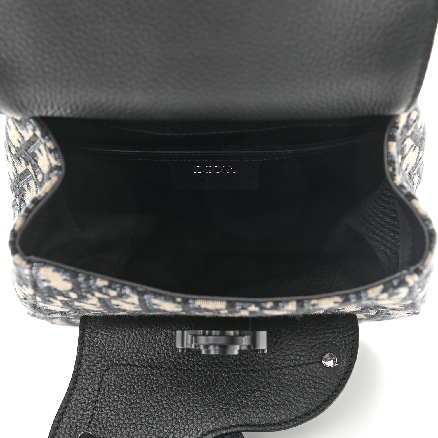 Christian Dior Grained Calfskin Oblique Gallop Sling Bag Black