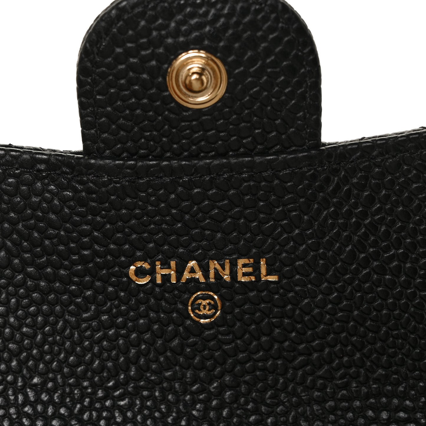 Caviar Quilted Flap Card Holder Wallet Black