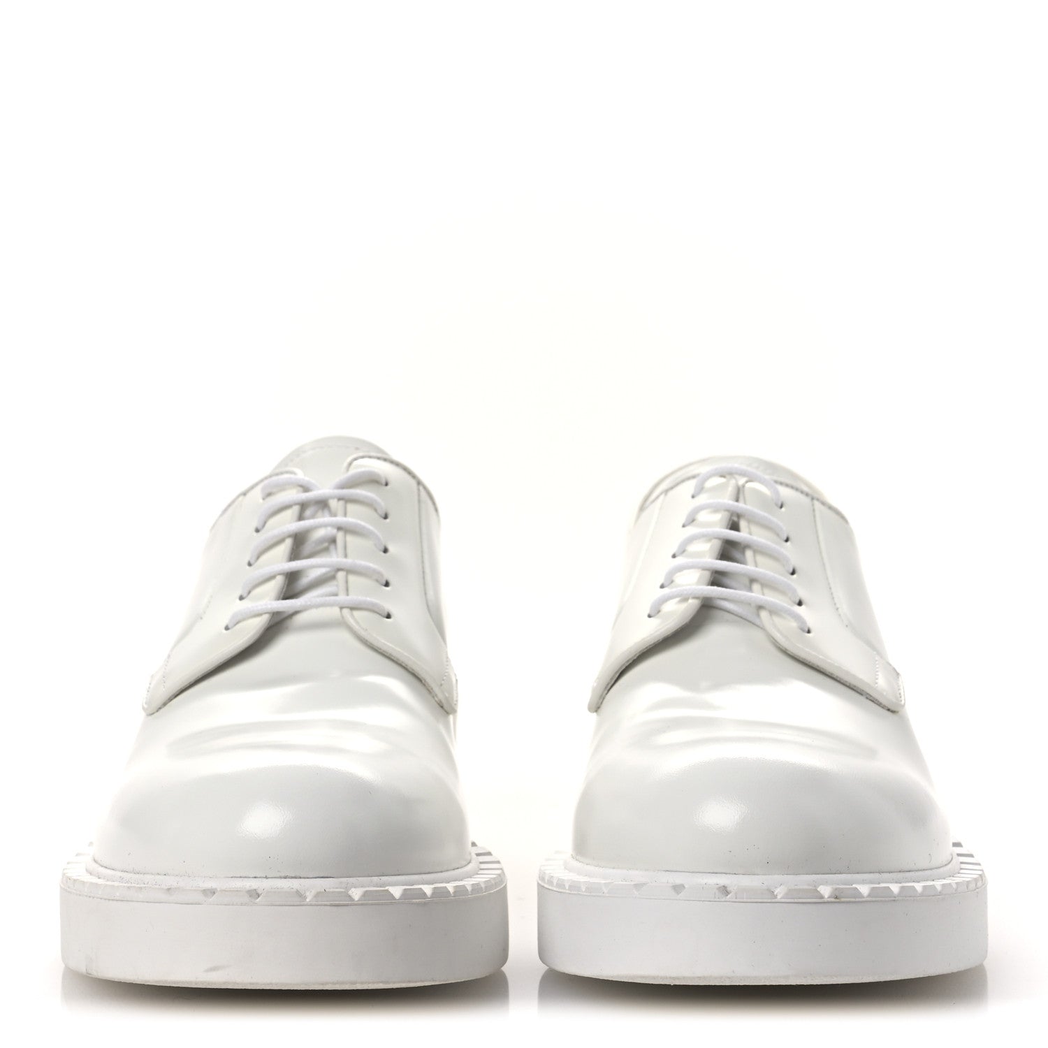 Prada Spazzolato Calzature Donna Triangle Logo 50mm Derby Loafers 36.5 White 3 of 11