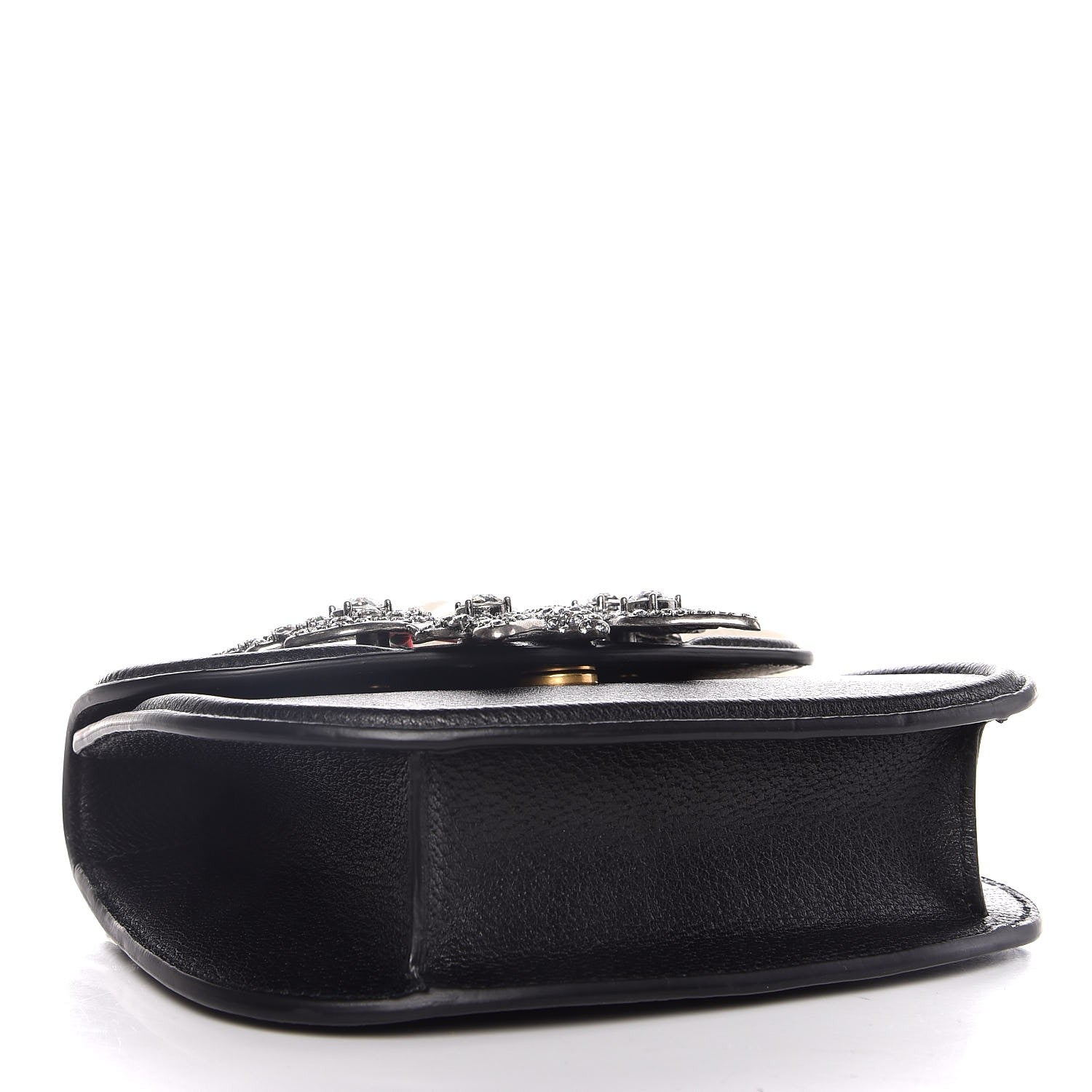 Gucci Calfskin Web Crystal Butterfly Stripe Small Totem Shoulder Bag Black 4 of 7