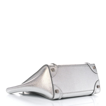 Celine Laminated Lambskin Micro Luggage Silver 3 of 18