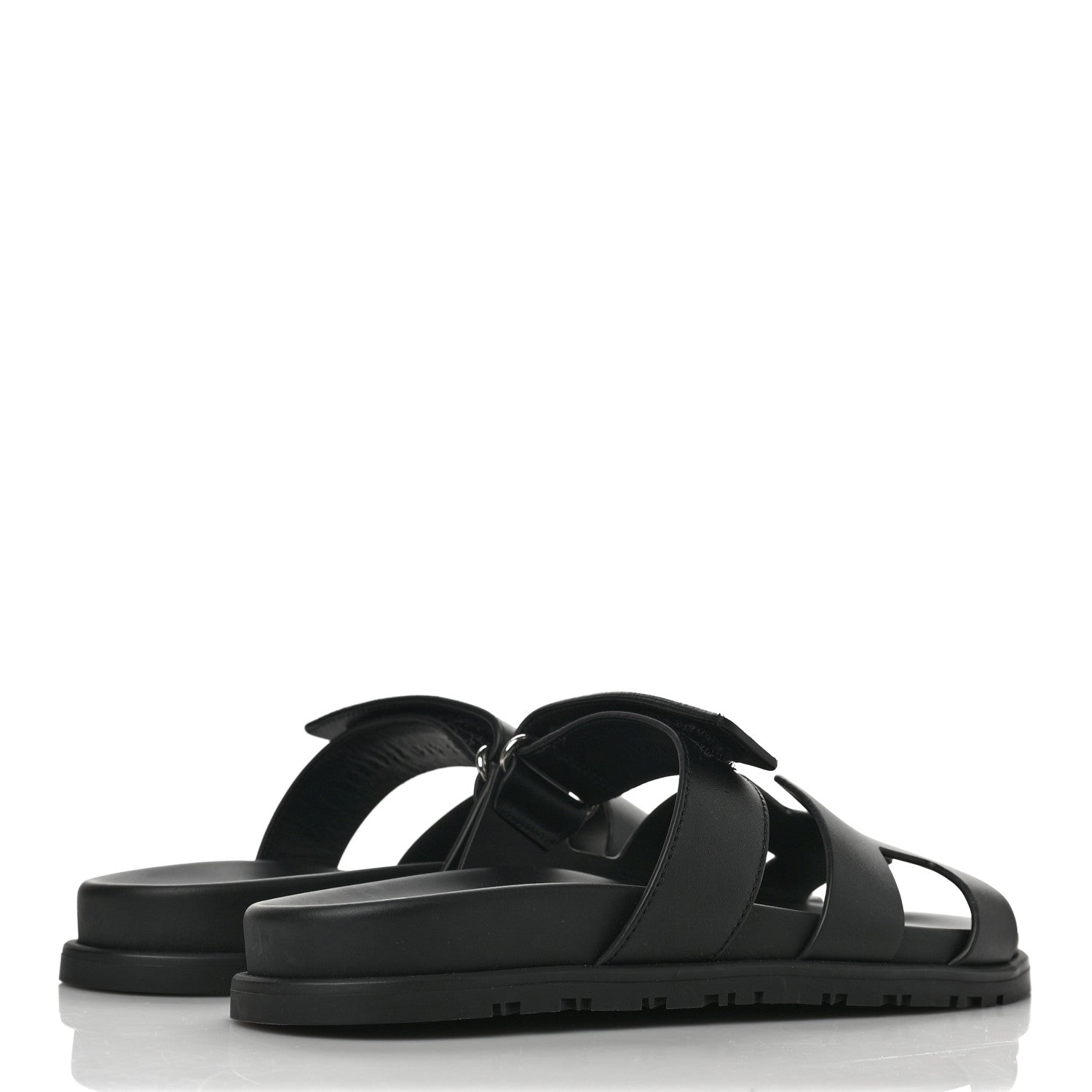 Hermes Calfskin Womens Chypre Sandals 37.5 Black 4 of 9