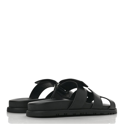 Hermes Calfskin Womens Chypre Sandals 37.5 Black 4 of 9