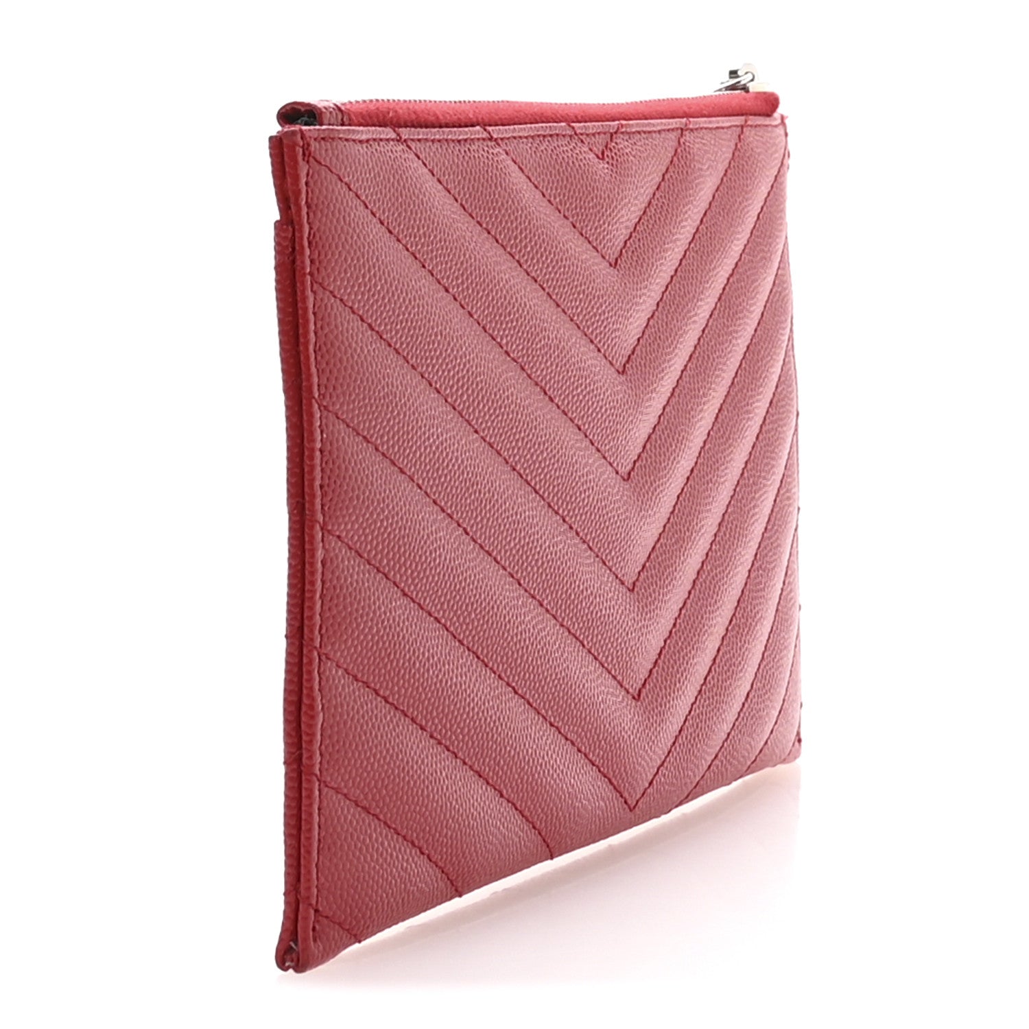 Saint Laurent Grain De Poudre Chevron Monogram Bill Pouch Rouge Eros 3 of 8