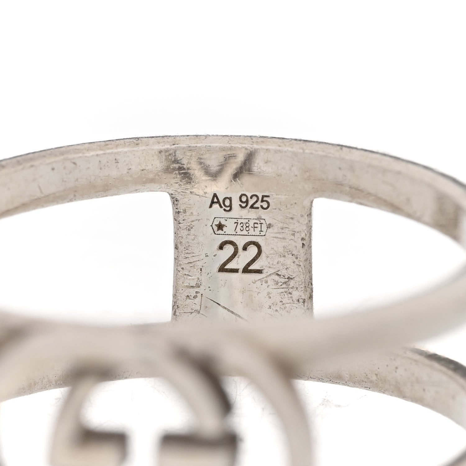 Gucci Sterling Silver 9mm Interlocking G Open Band Ring 62 9.75 4 of 5