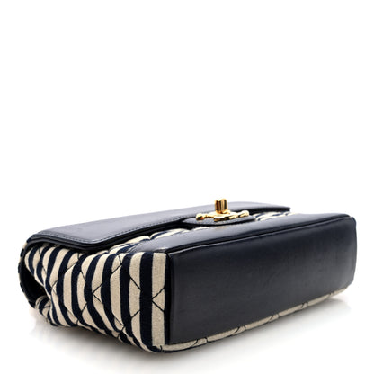 Chanel Jersey Quilted Small Coco Sailor Flap Black White 5 of 11