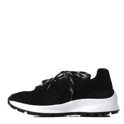 Chanel Suede Goatskin CC Sneakers 39.5 Black 1 of 11
