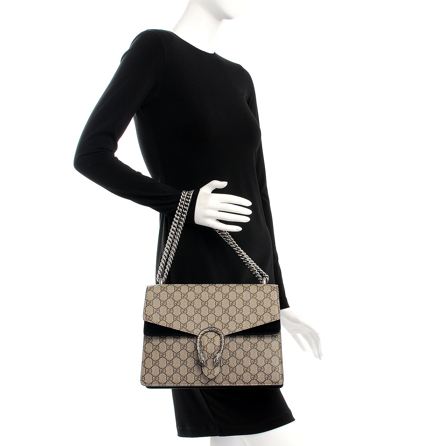 Gucci GG Supreme Monogram Medium Dionysus Shoulder Bag Black 2 of 10
