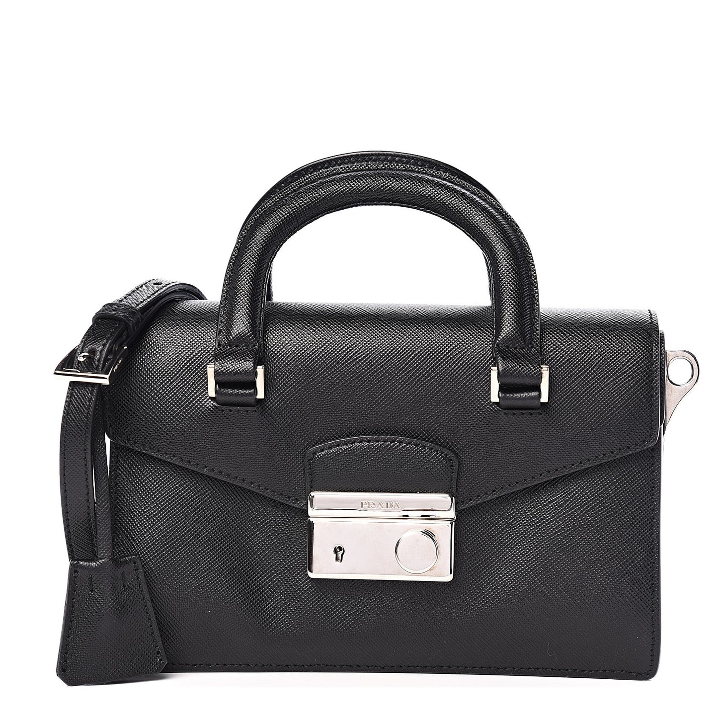 Saffiano Lux Mini Sound Top Handle Crossbody Bag Black