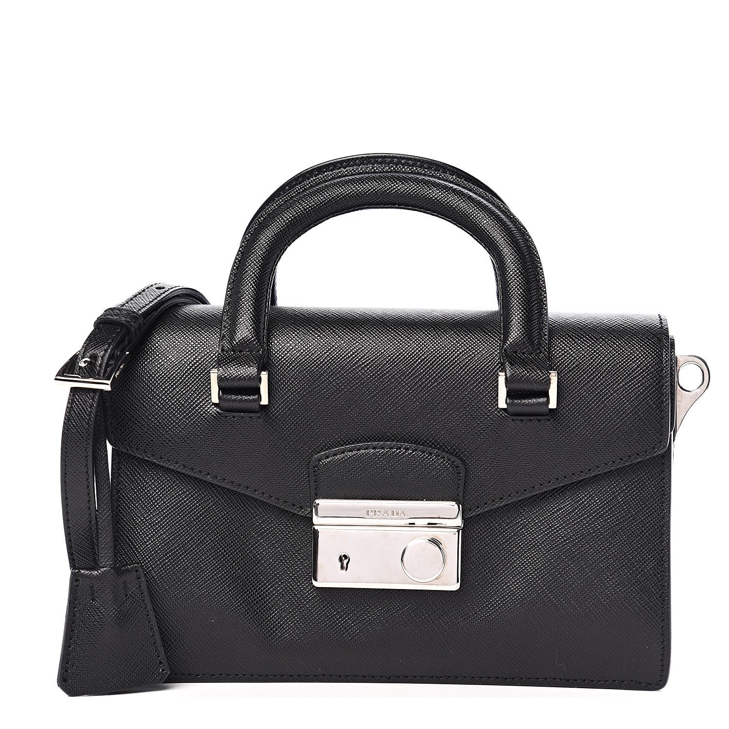 Prada Saffiano Lux Mini Sound Top Handle Crossbody Bag Black 1 of 8