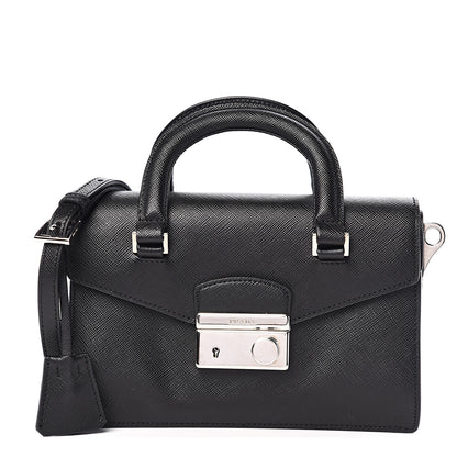Prada Saffiano Lux Mini Sound Top Handle Crossbody Bag Black 1 of 8