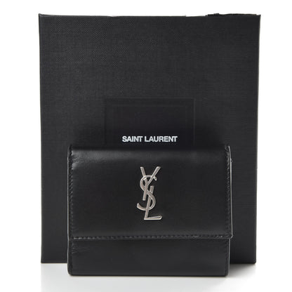 Saint Laurent Smooth Calfskin Monogram Tiny Tri Fold Wallet Black 7 of 7