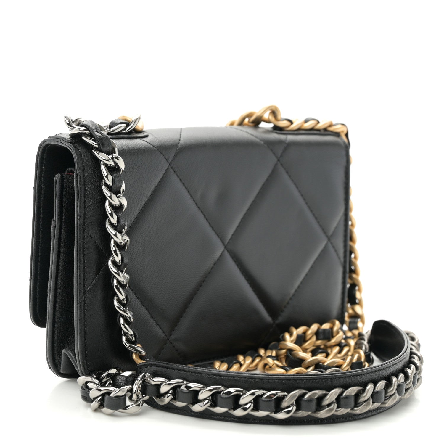 Chanel Lambskin Quilted Chanel 19 Wallet On Chain WOC Black 3 of 13