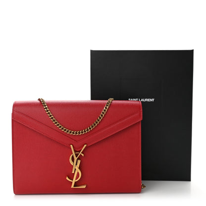 Saint Laurent Grain De Poudre Monogram Cassandra Chain Wallet Red 12 of 12